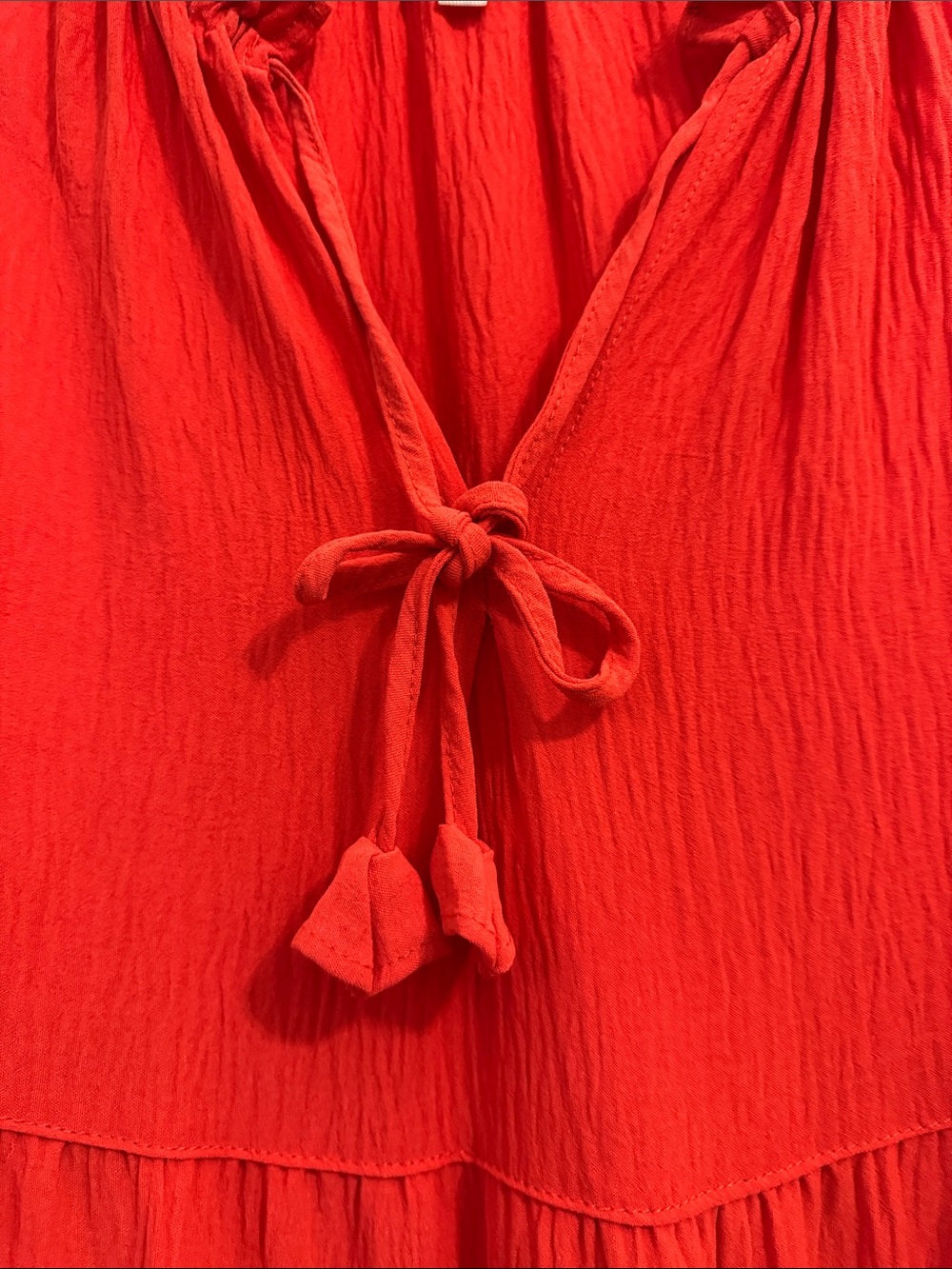 Max Studio Orange Sleeveless Tie-Neck Tiered Maxi Dress with Pockets - Picture 3 of 8